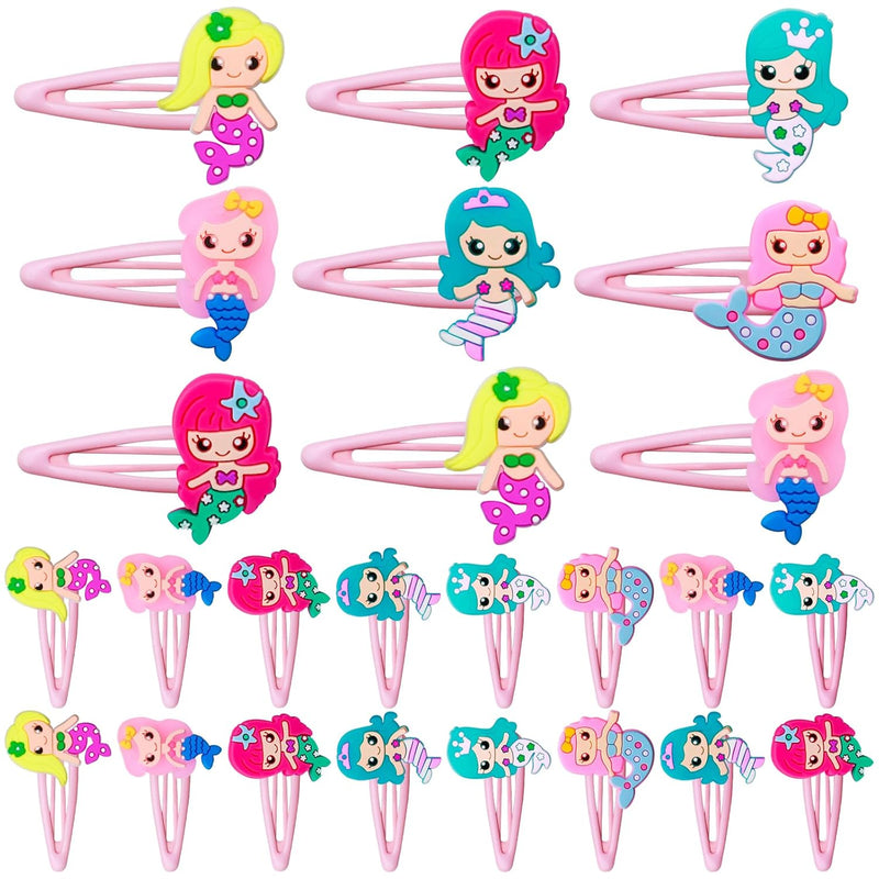 30PCS Mermaid Hair Clips for Girls Women, Mermaid Themed No Slip Snap Hair Pins Mermaid Hair Accessories Mermaid Party Favors (30pcs, Mermaid)