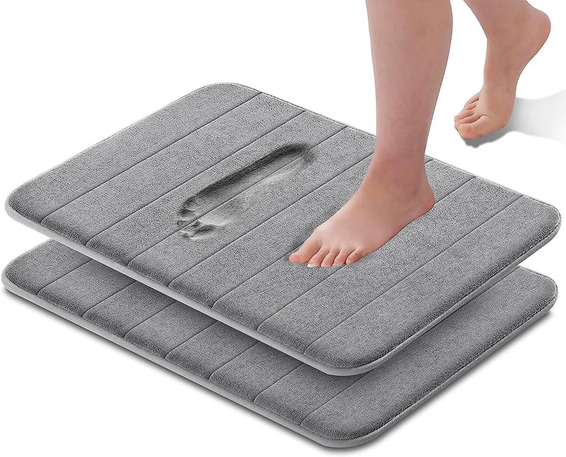 2 Pack Non-Slip Bath Mat Memory Foam, 50x80cm Bathroom Mat Soft & Comfortable Bath Mat With Highly Absorbent Bathroom Mat Non Slip for Shower, Tub and Floor - 2pcs 50 x 80 cm