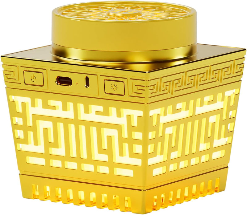 Telawah Mini Incense Burner Bakhoor - Portable Rechargeable USB Aroma Diffuser with Remote Control Light， Electric Arabian Incense Holder Home Decor.