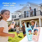 Kids Video Walkie Talkies Toys with Rotating Antenna, 2.0-Inch Screen & 500m Range, Dual-Camera Video Chat Without Wi-Fi, USB-C Rechargeable with Lanyard, Interactive Gift (Blue/Pink)
