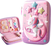 Pencil Case, Unicorn Pencil Case for Girls, 3D EVA Large Capacity Pen Holder, Storage Bag, Students Stationery Box, Cartoon Pencil Bag For Kids Boys School Gift (Moon Unicorn, L)