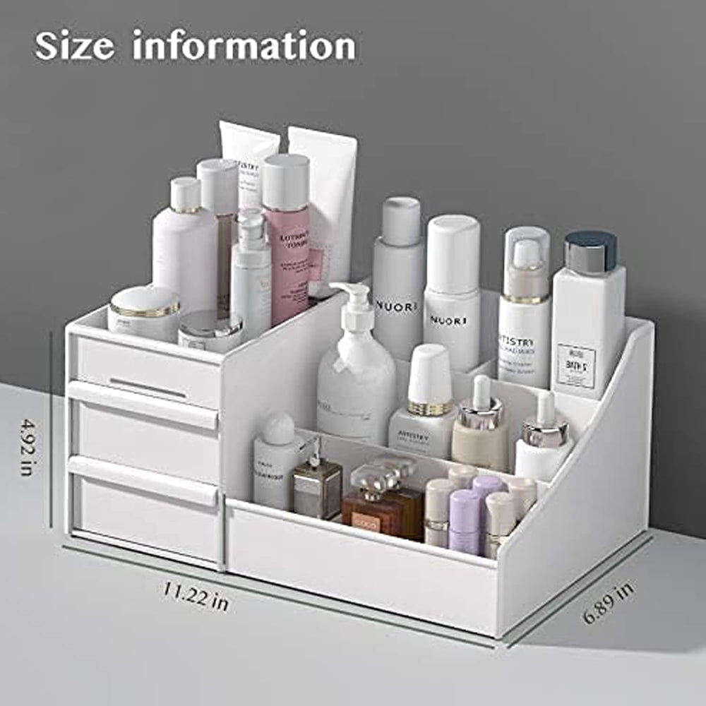 Sulfar Makeup Organizer With Drawers, Large Capacity Desk Organizer for Cosmetics, Lipsticks, Jewelry, Skincare, Holder for Brushes, Eyeshadow, Great for Dresser