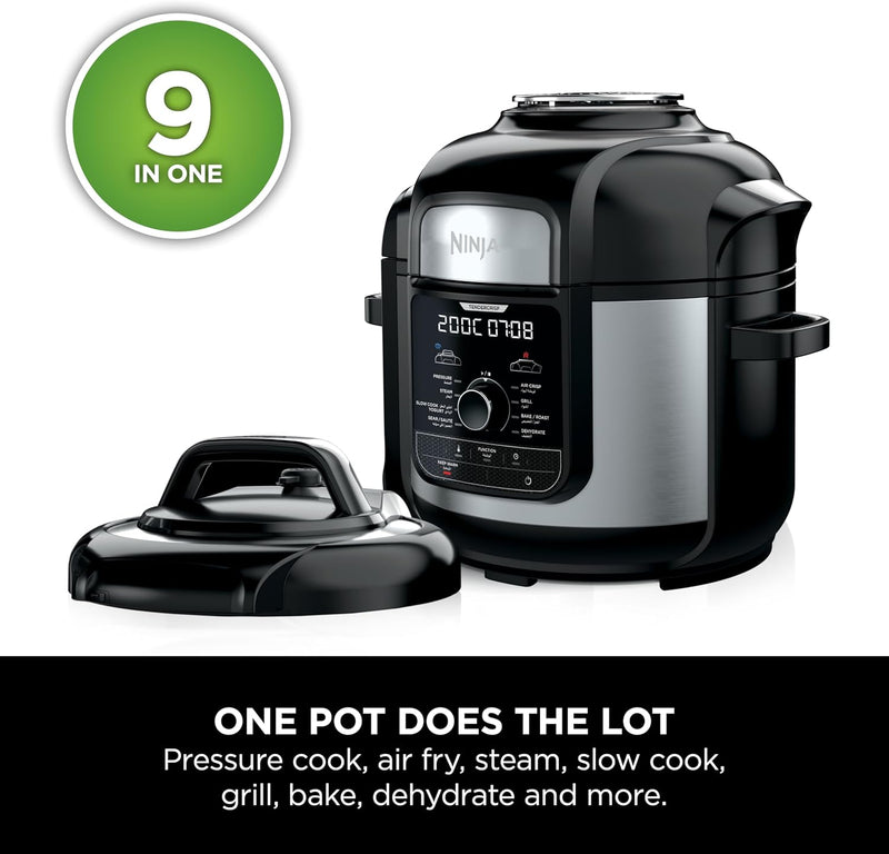Ninja Foodi Ultimate 9-In-1 Multi Cooker With Crisping, Keep Warm Setting, One Pot Meals, 1760 Watts, 7.5 Litre Capacity, Recipie Guide, Black, OP500ME, 2 Years Warranty