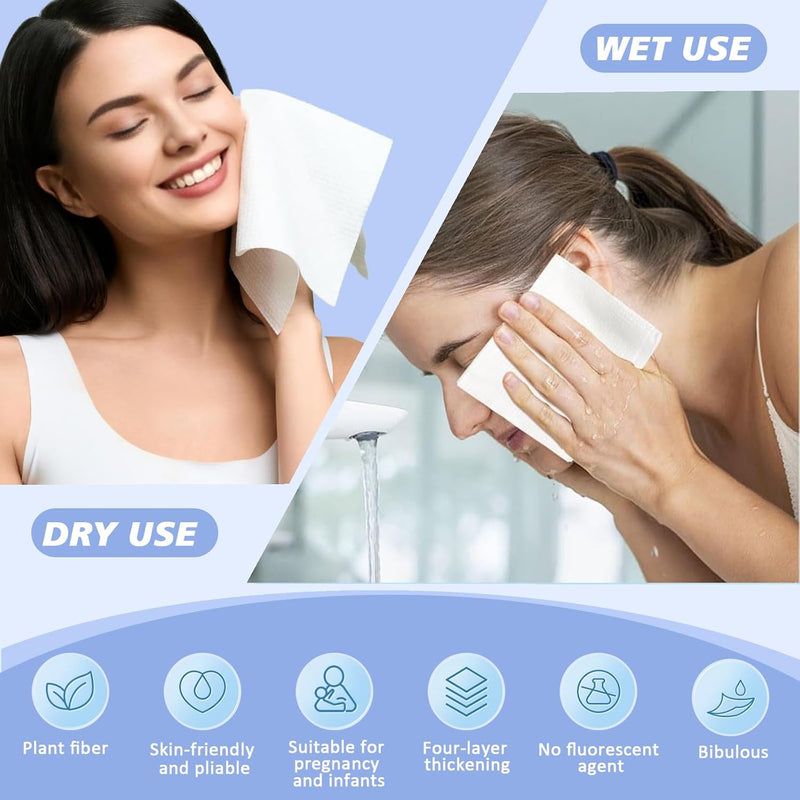 Pack of 50 Clean Towels, XL Soft Disposable Towels for Sensitive Skin, 26 x 30 cm, Make-Up Removal, Baby Wipes