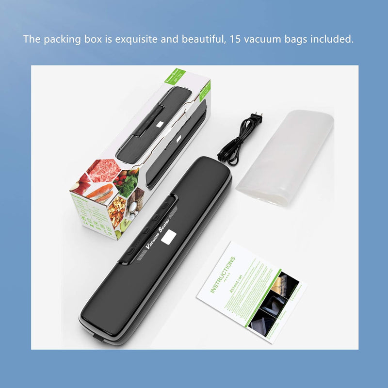 Vacuum Sealer Machine, Food Saver Vacuum Sealer Machine, Seal A Meal Vacuum Sealer Machine, Automatic Dry & Moist Food Modes, Waterproof/Easy to Clean/Portable Design, 15 Sealing Bags Included