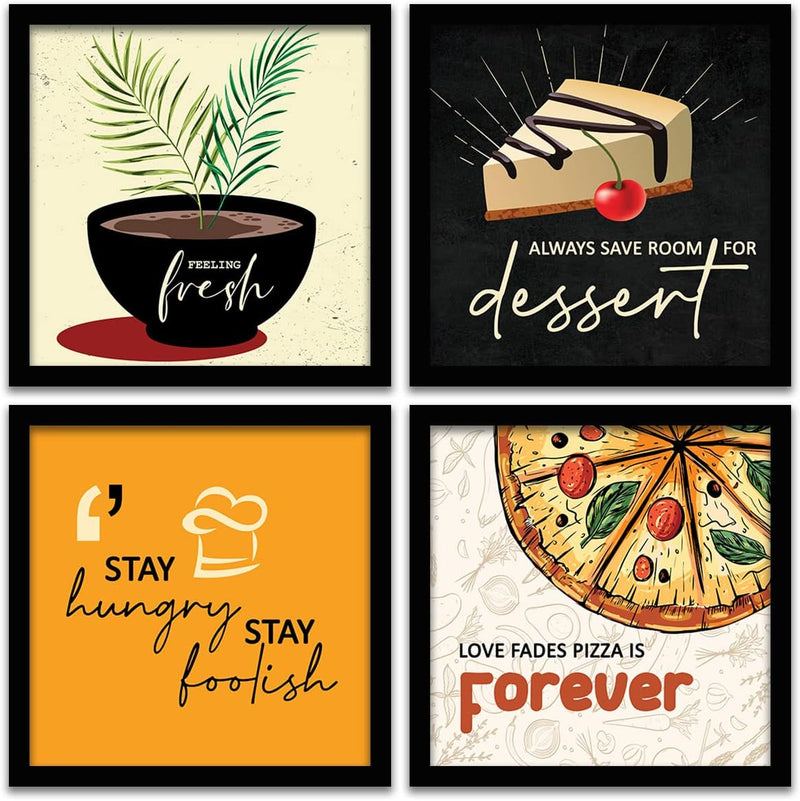 kotart Engineered Wood Photo Frames For Kitchen And Restaurant Wall Decoration - Food Quotes Decor Poster With Frame (11 Inch X 11 Inch, Multi) Design-2, Square)