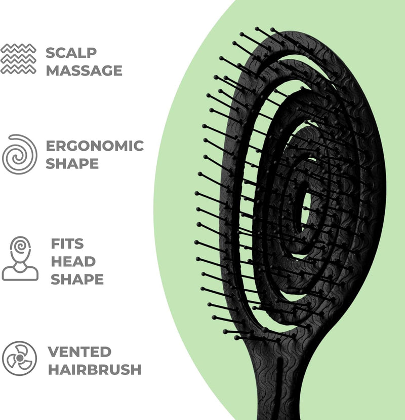 Ninabella Organic Detangling Hair Brush for Women, Men & Children - Does not Pull on Hair - Hair Straightening Brushes for Straight, Curly & Wet Hair - Unique Spiral Hairbrush, Rose Gold