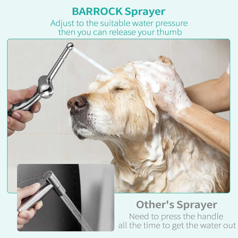 BARROCK All Metal Stainless Steel Hand Held Bidet Sprayer for Toilet, High Pressure Sprayer Head Brushed Gold
