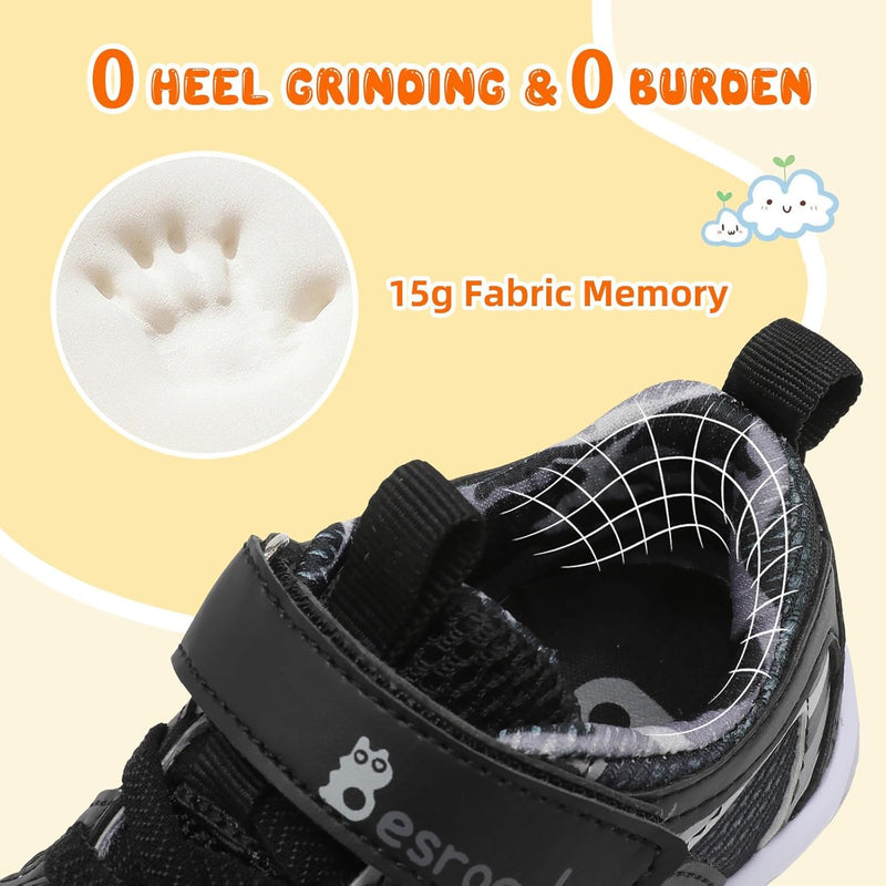 L-RUN Toddler Boys Girls Sneakers Kids Breathable Walking Shoes Barefoot Strap Non-Slip Sole Tennis Shoes