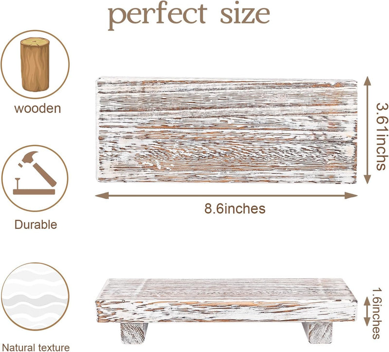 zoocatia Small Wood Tray Pedestal Stand Farmhouse Bathroom Decor Decorative Wooden Riser Kitchen Soap Dish Holder for Vanity, Counter, Sink, Brown