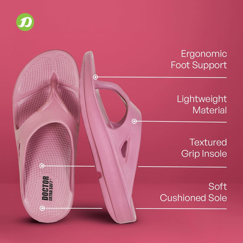 DOCTOR EXTRA SOFT Women's Classic Ultra Soft Flip Flops/Slippers with Cushion FootBed for Adult | Comfortable & Light Weight| Stylish & Anti-Skid| Waterproof & Everyday Slip-on for Ladies/Girls D-510