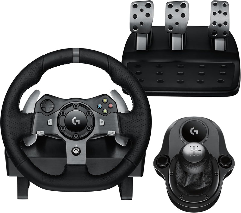 Logitech G29 Driving Force Racing Wheel and Floor Pedals, Real Force Feedback, Stainless Steel Paddle Shifters, Leather Steering Wheel Cover for PS5 Pro, PS5, PS4, PC, Mac - Black - UAE Version - G920 (XBOX | PC) + Shifter