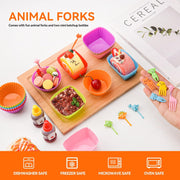 72 PCS Silicone Kids Lunch Box Dividers Set, 3 Shapes Multicolor Silicone Cupcake Cases Muffin Cases Baking Cake Molds Cup, Reusable Lunch Bento Box Accessories with Animal Food Picks for Kids Lunch