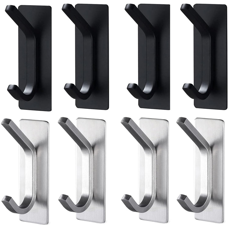 STAYOUNG 8 PCS Stainless Steel Hooks - Heavy Duty Storage Wall Mount Hooks, No Drill Hooks, Waterproof and Rust-Proof, Strong Load-Bearing, Suitable For Kitchen, Bedroom, Bathroom, Living Room