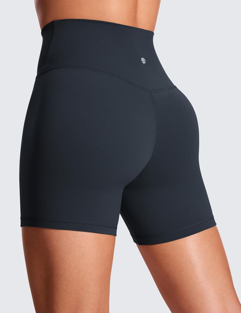 CRZ YOGA Womens Butterluxe Crossover Biker Shorts 5 Inches - Criss Cross High Waisted Workout Yoga Buttery Soft