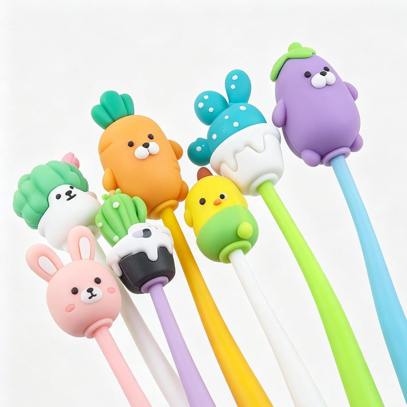 30 Pieces 0.5 mm Cartoon Head Pens Random Bulk Cartoon Cute Gel Ink Swinging Pen Prize Pen Stationery Gift Creative Assorted Styles Novelty Writing Pen for Gift Cute Cartoon Gel Ink Pens