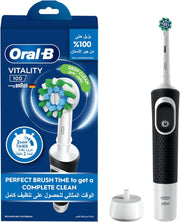 Oral-B Vitality D100 Black and White 1+1 Free Bundle Electric Rechargeable Toothbrush, 2 Minutes Timer, Cross Action Brush Head, with UAE 3 pin plug - Vitality Black
