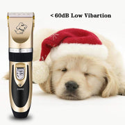 Mumoo Bear Pet Grooming Clipper Kits Low Noise Rechargeable Cordless Quiet Pet Groomer with 4 Comb Attachments and 4 Extra tools for Family Pets