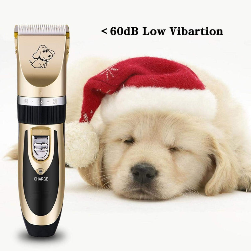 Mumoo Bear Pet Grooming Clipper Kits Low Noise Rechargeable Cordless Quiet Pet Groomer with 4 Comb Attachments and 4 Extra tools for Family Pets