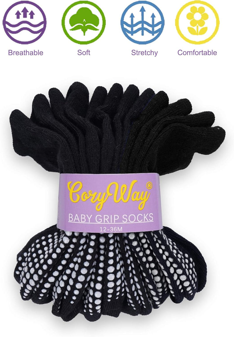 CozyWay Non-Slip Socks with Grippers - Ankle Style for Little Girls and Boys, Infants, Toddlers, Children