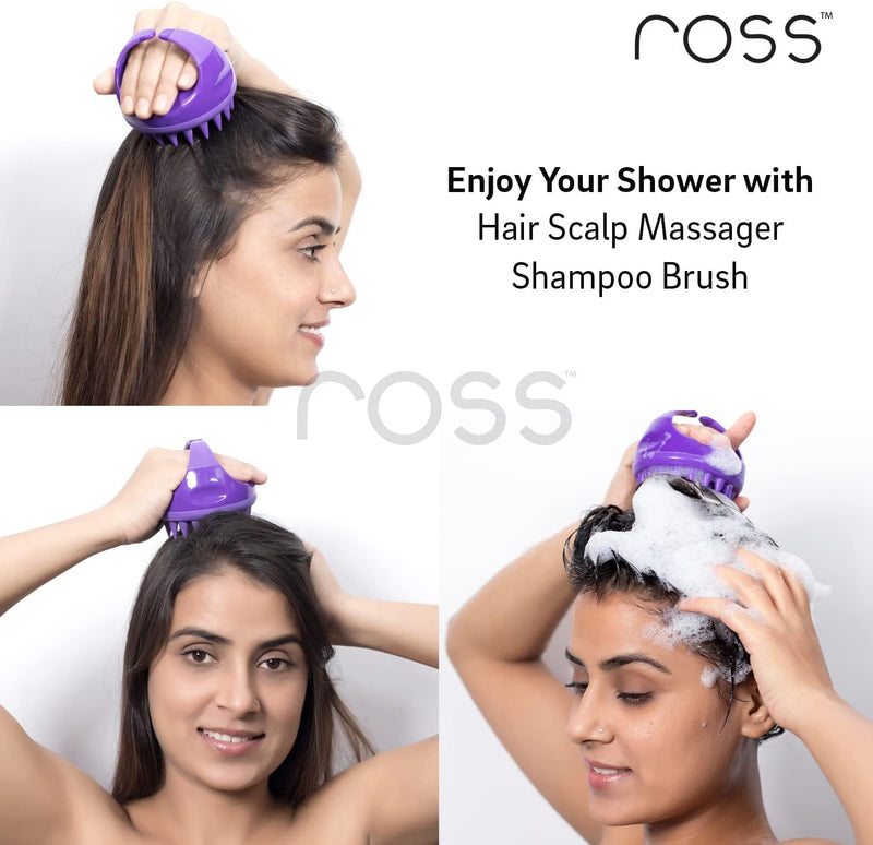 Ross Hair Scalp Massager Shampoo Brush with Soft Silicone Bristles (Black)