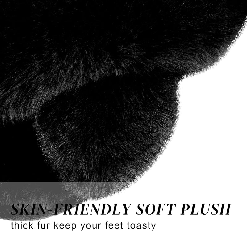 Women's Cross Band Slippers Soft Plush Furry Cozy Open Toe House Shoes Indoor Outdoor Faux Rabbit Fur Warm Comfy Slip On Breathable