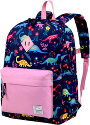 Kids School Backpack Rucksack for Boys Girls Children's Toddler Backpack Kindergarten Book Bag with Chest Buckle - Purple Dinos