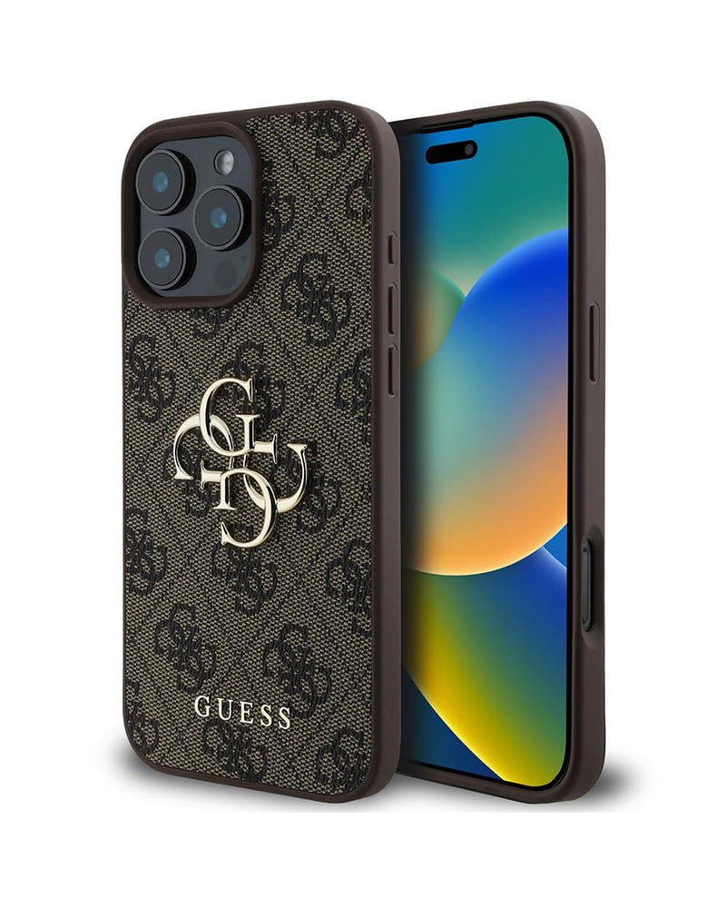 CG MOBILE Guess Case Compatible with iPhone 16 Pro Max Back Cover Hul - 4G PU Big Logo - Brown (iPhone 16 Pro Max)