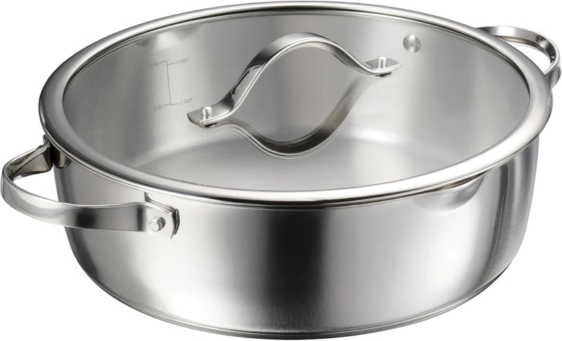 Tramontina Since 1911, 9-Piece Tempo Tri-Ply Base Stainless Steel Cookware Set with Glass Lids, Pots and Pans Kitchen Set, Induction-Ready, Oven-Safe, Dishwasher-Safe 37240028