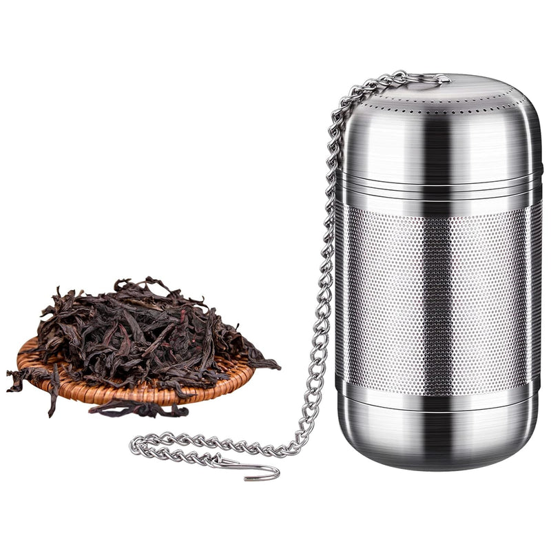 KLOP256 Tea Strainer, Reusable Stainless Steel Tea Infuser, Herbal Teapot with Lid Chain Hook, Mesh Tea Filter for Loose Leaves, Herbal Tea, Cups, Teapots, Spices (Size: 5 x 8.5 cm)