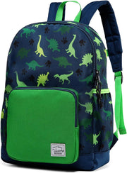 Children's Backpack, Lightweight School Bag for Girls Boys Primary Kindergarten 4-6 Years Waterproof Cute Backpack for A4 Folder Preschool Travel with Chest Strap - Dinosaur