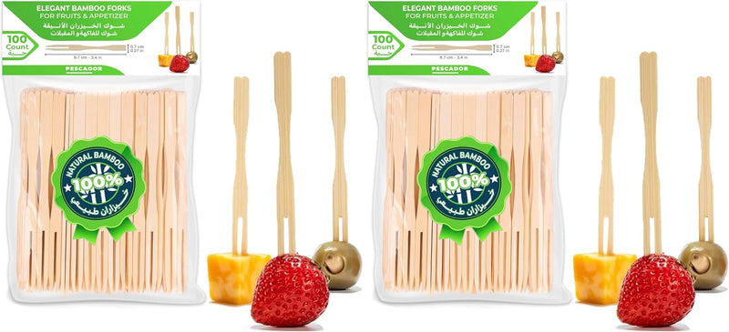 PESCADOR Fruit Picks (Short Fork, 100 Count) (Pack of 2)