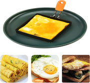4 Inch Square Egg Rings with Foldable Silicone Handle, Non Stick Stainless Steel Egg Molds for Frying, Breakfast Sandwich Omelet Shaper for Pancakes & Muffins, 2 Pack