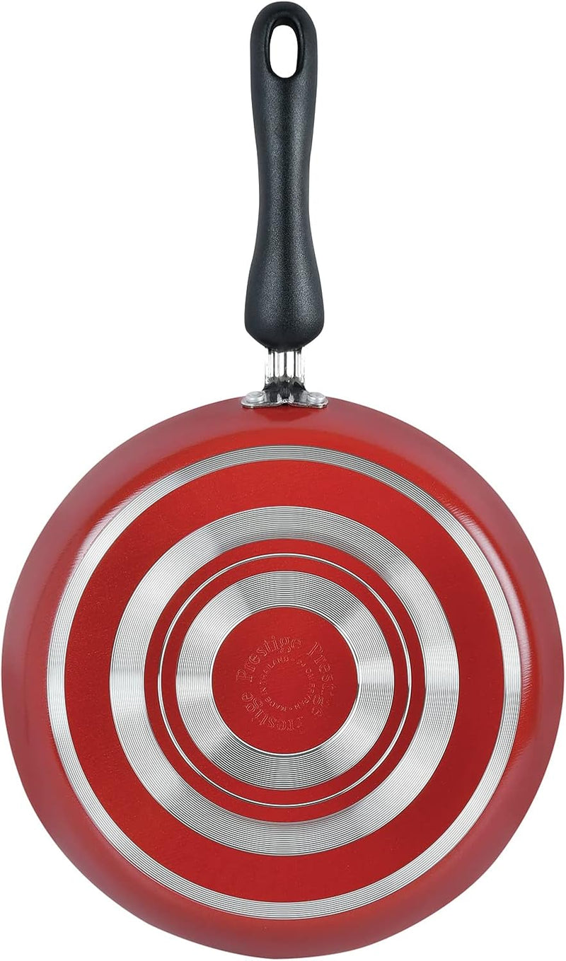 Prestige 8 Piece Non-Stick Cast Aluminium Cookware sets Induction Base Non Stick Aluminium Casserole Milk Pan Fry Pan - Red