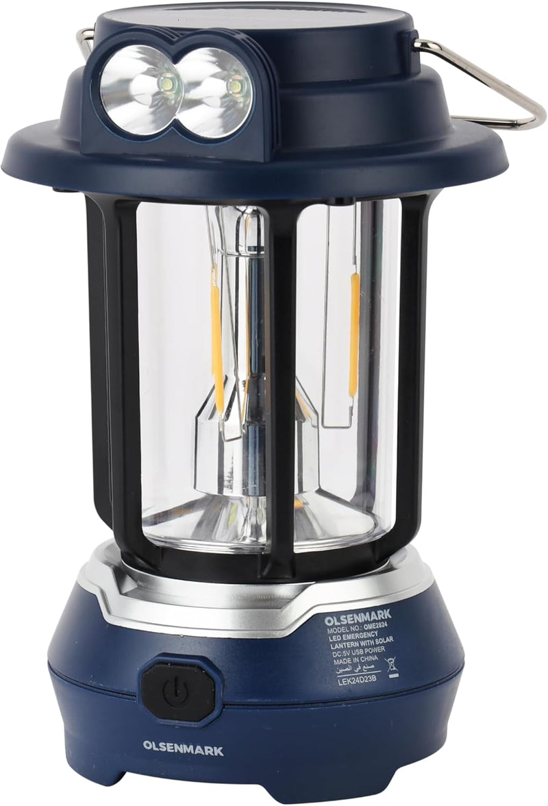 Olsenmark LED Emergency Lantern with Solar OME2824, Energy Efficient Design, Super Bright and 7 Hours Working Compact, Portable and Light-Weight Design with Long Operating Time