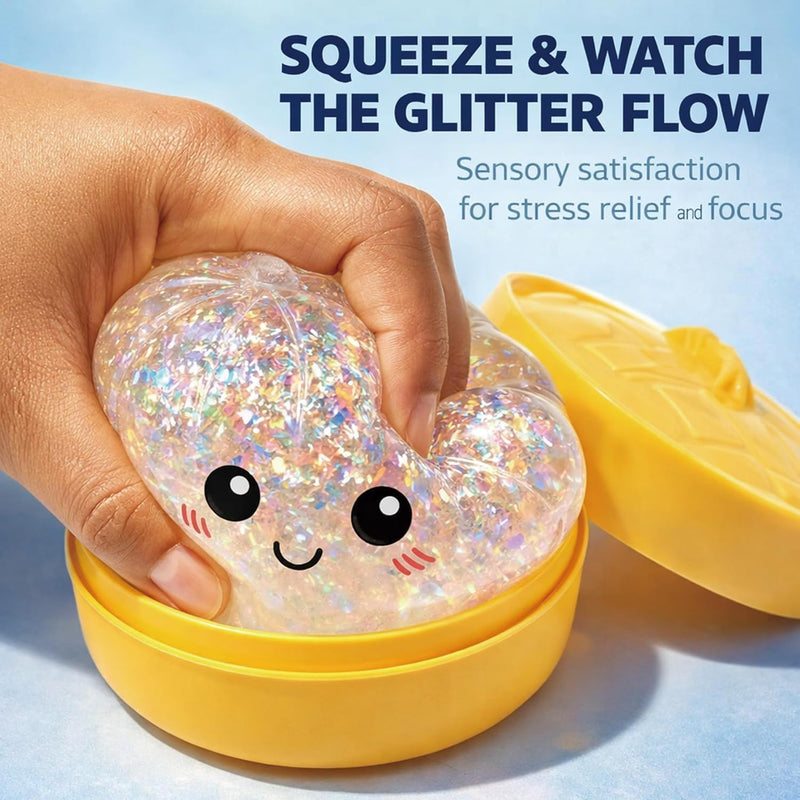 SLEEPHEAD Big Glitter Dumpling Squishy Cute Adorable Soft Silicone Squeeze Toy for Stress Relief