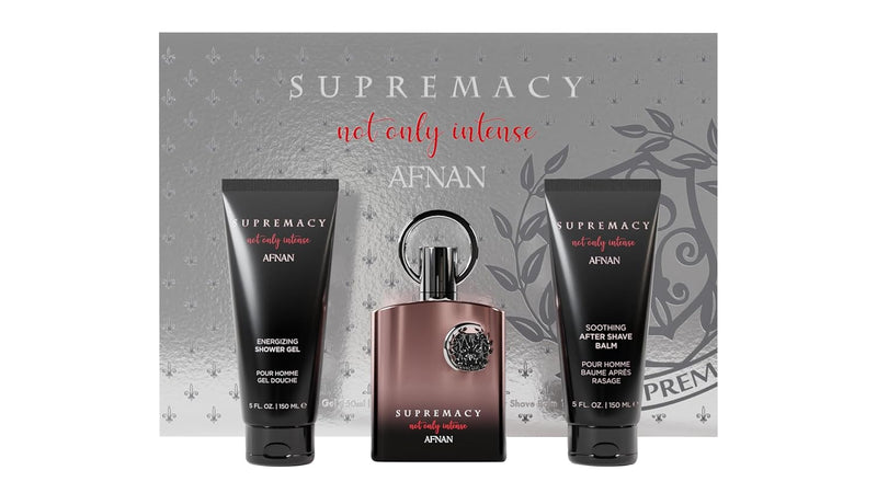 AFNAN Gift Set Supremacy Not Only Intense Eau De Perfume 100 ML + Shower Gel 150 ML + After Shave 150 ML, Perfume Gift Set For Men