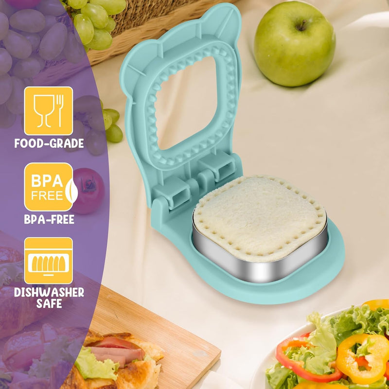 Uncrustable Sandwich Maker 2 Pack, Square and Circle Shape Sandwich Cutter and Sealer, Cookie Cutters, Perfect for Family Breakfast, PB&J, Lunch Box, Bento Box, Bread, Pies, Pancakes