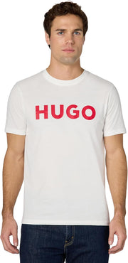 HUGO mens Print Logo Short Sleeve T-shirt T-Shirt - White
