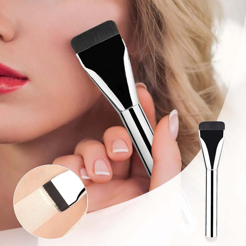 Oasisgalore Ultra Thin Flat Head Foundation Brush,Flat Foundation Brush for Liquid Makeup Soft Compact Flat Makeup Brush, Premium Flat Brush Makeup for Woman Girl (2 PCS)