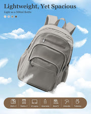 WEPOET Backpack Women Men School Backpack Large with Many Compartments Waterproof Backpack Lightweight for School Backpack Teenager Daypacks Backpack for Boys Girls, A3-grey-brown, Rucksack Backpacks