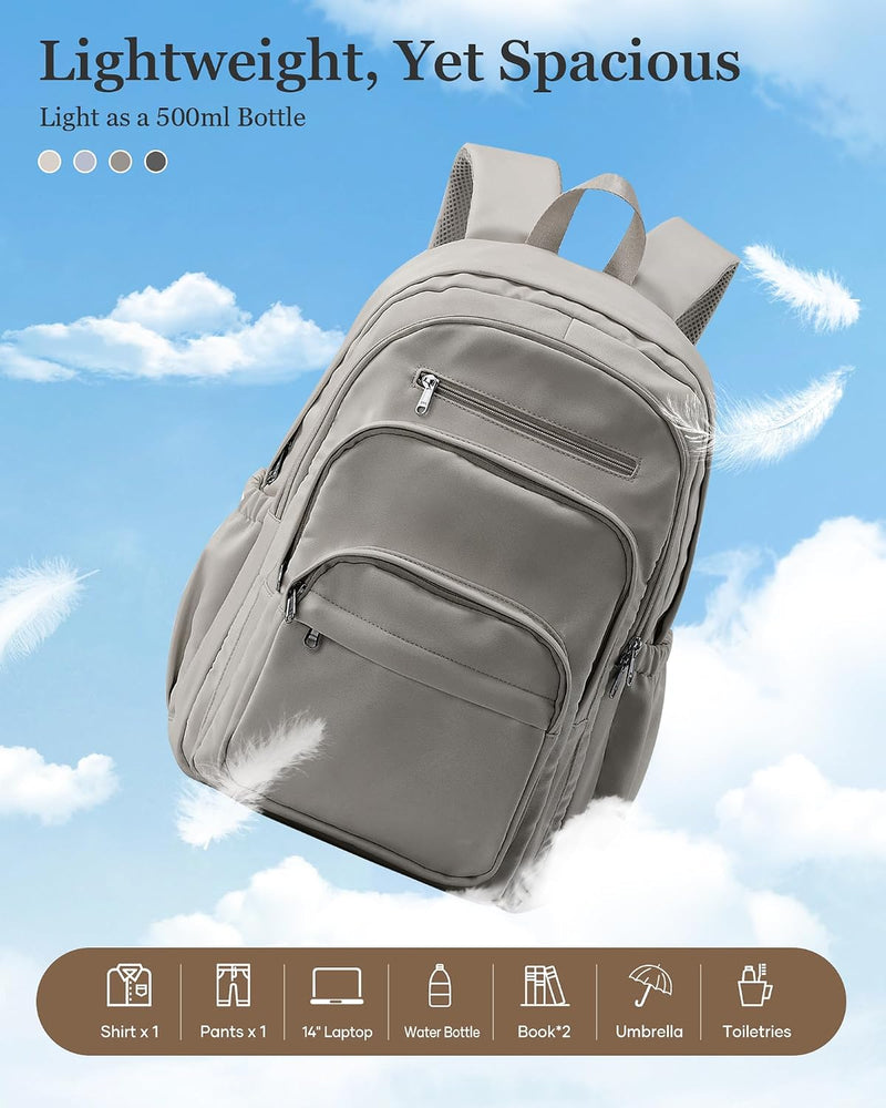 WEPOET Backpack Women Men School Backpack Large with Many Compartments Waterproof Backpack Lightweight for School Backpack Teenager Daypacks Backpack for Boys Girls, A3-grey-brown, Rucksack Backpacks