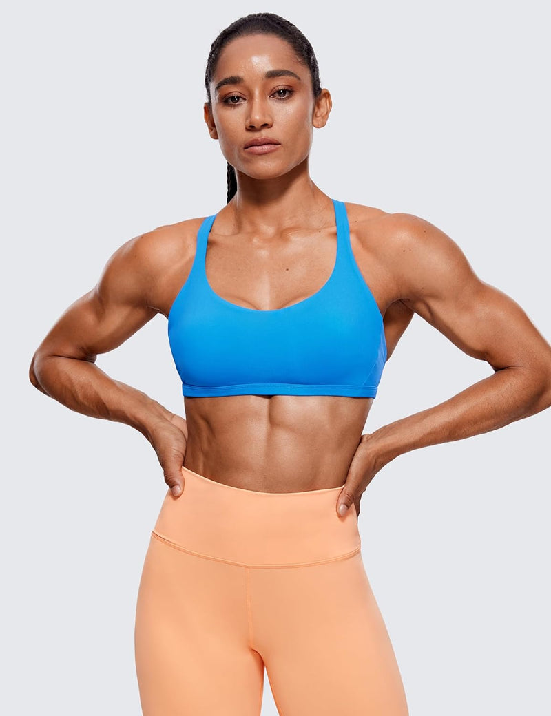 CRZ YOGA Women's Cute Yoga Sports Bra Strappy Sexy Back Padded Low Impact Workout Clothes Bra Tops