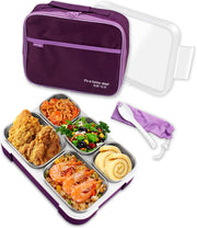 Insulated Bento Lunch Box Stainless Steel, 4 Removable Compartments For Adults & Kids With Lunch Bag Microwave/Dishwasher/Freezer Safe BPA Free, Leakproof Purple, 1060 ML - Purple, 1000 ML
