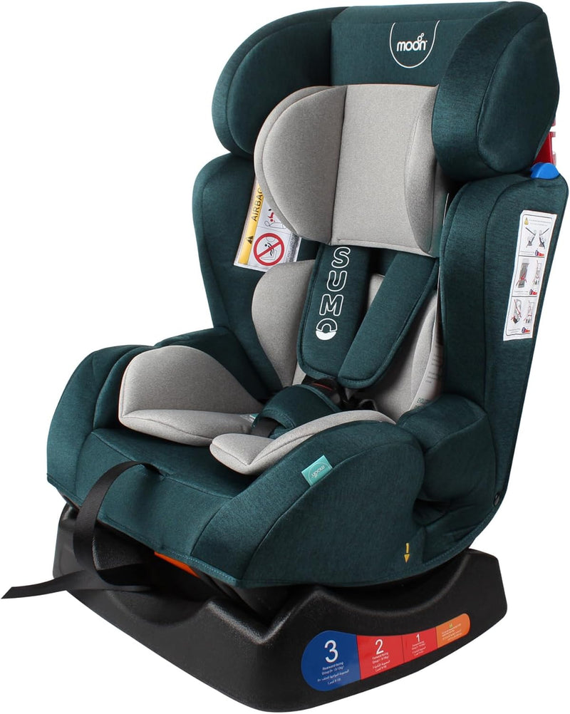 The Moon Brand Sumo Car Seat – Birth to 6yrs Baby Travel Gear – Convertible Rear & ForwardFacing Booster Seat – Reclining Car Seat for Group 012 – Child Comfort Car Accessories – Light Grey