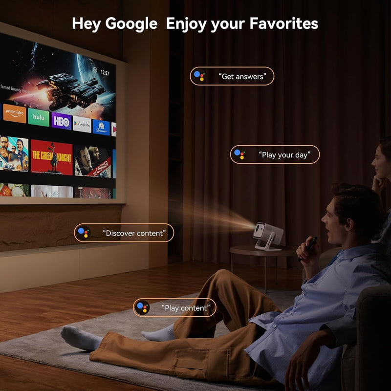 Wanbo Vali Smart Projector with WiFi and Bluetooth, Outdoor & Home Movie Projector 1080p Native, Auto Focus & Keystone, Built-in Streaming Apps & Google Store Android TV 11.0/900 ANSI/ 200 Stand