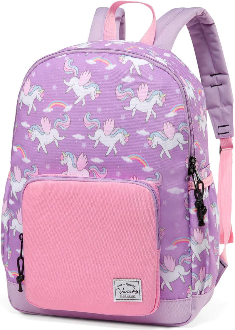 Children's Backpack, Lightweight School Bag for Girls Boys Primary Kindergarten 4-6 Years Waterproof Cute Backpack for A4 Folder Preschool Travel with Chest Strap - Unicorn