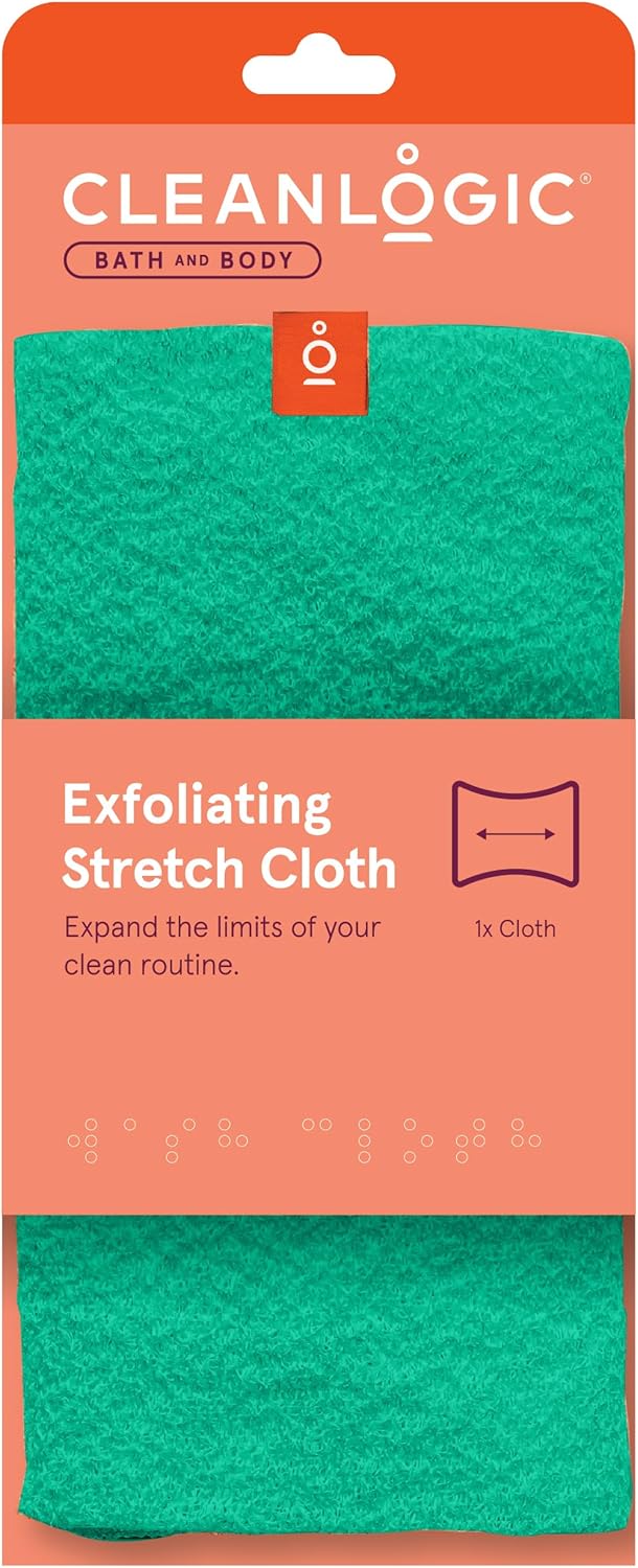 Cleanlogic Bath & Body Exfoliating Cloth, Stretchy Exfoliator Bath and Shower Washcloths for Smooth and Softer Skin, Reusable Daily Skincare Tool, 1 Count - Standard