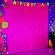 Mega-L Glow in The Dark Party Supplies 2 Pack Neon Halloween Photo Backdrop - large Fuchsia