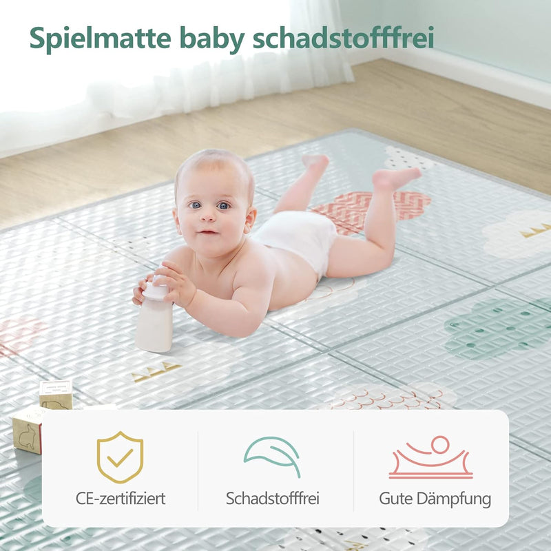 UANLAUO Foldable Baby Play Mat, Extra Large Waterproof Activity Playmats for Babies,Toddlers, Infants, Play & Tummy Time, Foam Baby Mat for Floor with Travel Bag, Indoor Outdoor Use (71" x 79")
